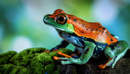 Obraz premium Close-Up of a Frog in its Natural Habitat