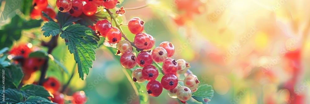 Sticker delicate pink currants thriving in a garden setting