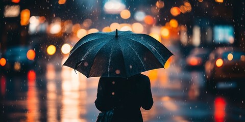 a person walking in the rain with an umbrella 