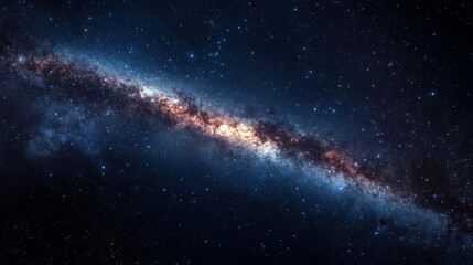 Fototapeta premium The Milky Way, the vast dark space and the deep universe create a stunning backdrop to the visible Earth, with a dark space backdrop with intricate details of stars.