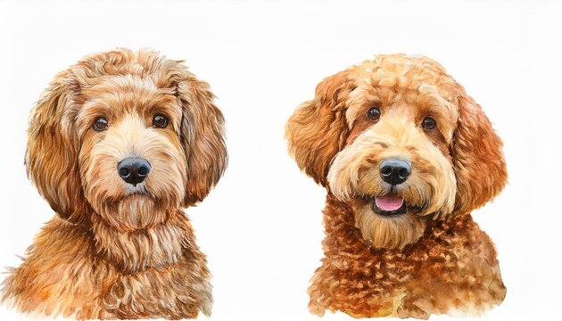 Goldendoodle Portrait Watercolor Clipart On Transparent Background Generative Ai Illustration