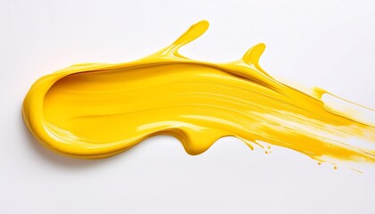 abstract splash acrylic colorfull yellow brush stroke oil paint smear line on white background