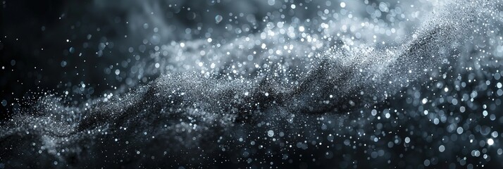 Obraz premium A shimmering wave of particles creating a mystical, ethereal effect in a dark background.