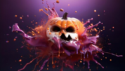 Creative Halloween Pumpkin Splash Art Design