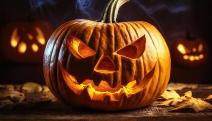 Fototapeta premium Spooky Halloween Pumpkin Decoration Ideas