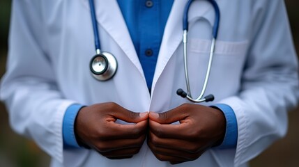 African doctor touching hands
