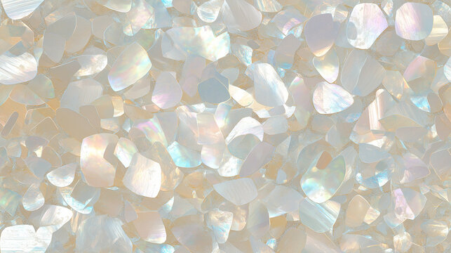 glistening pearl sequin texture with scattered opal and ivory accents