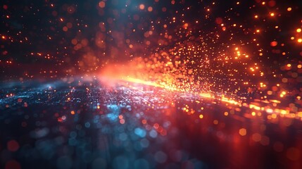 Obraz premium Abstract Digital Art with Red and Blue Lights