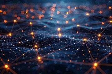 Abstract Digital Network with Glowing Points