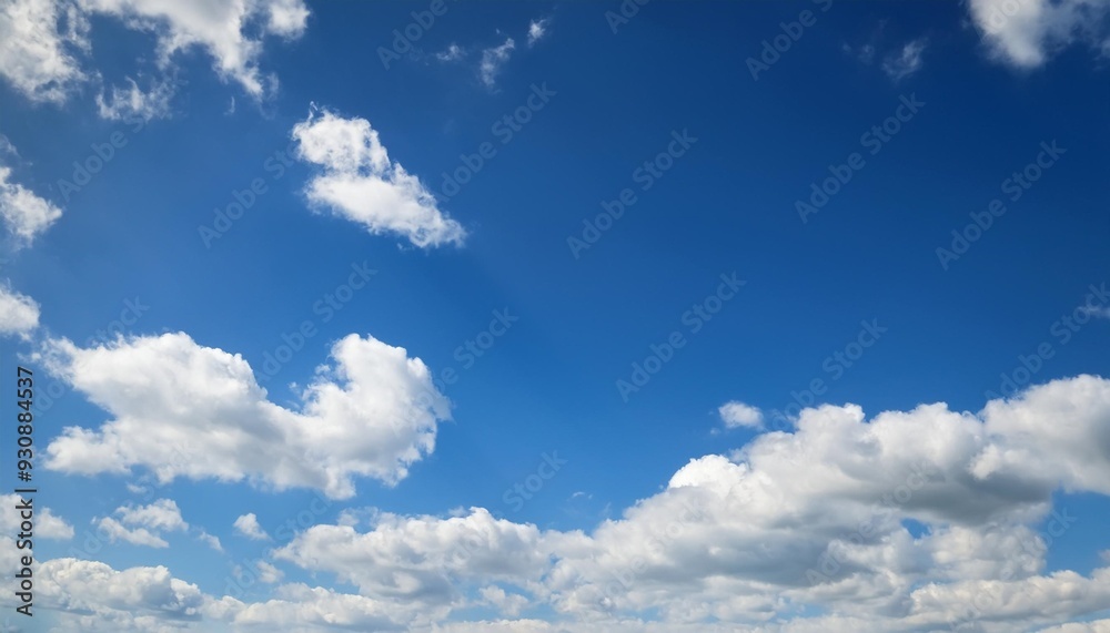 Wall mural timelapse of beautiful blue sky with clouds on bright sunny day for abstract background