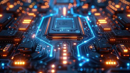 Obraz premium Abstract Motherboard with Glowing Circuits