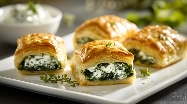 Spinaci e feta su capitelli di pasta fresca