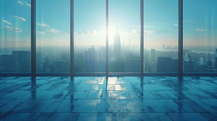 Fototapeta premium Sunrise View From Modern Office
