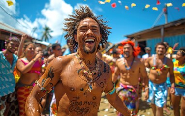 Joyful celebration: people celebrating and having fun on Fiji independence day, enjoying festivities, cultural traditions, unity, reflecting national pride and spirit of freedom in vibrant activities