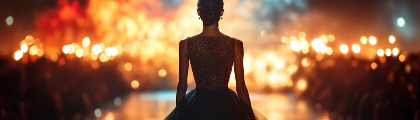 Fashion model walking on the runway in a provocative dress during a fashion show event