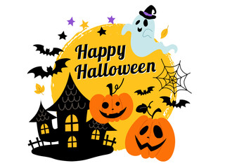 手描きハロウィンワンポイント素材_ベクターイラスト