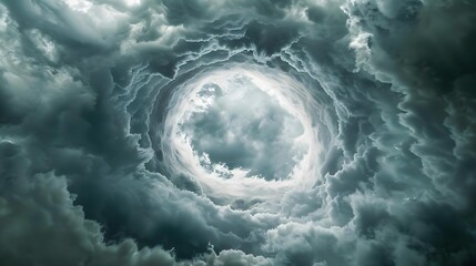 Dramatic grey sky with paranormal smoke