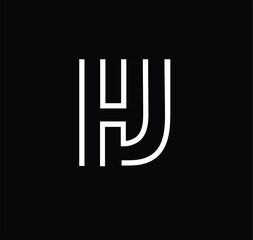 HJ vector letter alphabet logo design in vector format. Minimal perfect concept intials