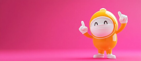 3D cartoon of a cute character in a face mask making an okay gesture standing confidently against a vibrant pink backdrop