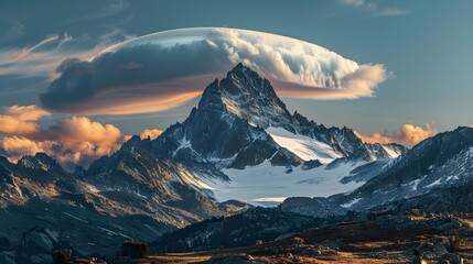 Shreckhorn peak with lenticular cloud