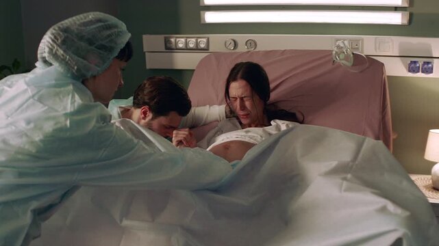 Woman giving birth at the hospital
