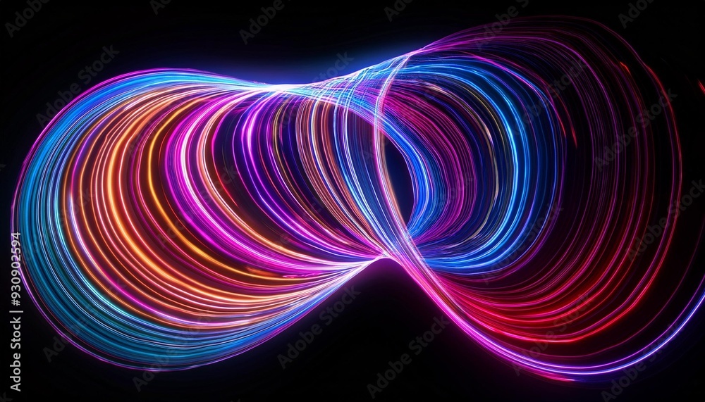 Wall mural lighting lines curve and twirl neon design