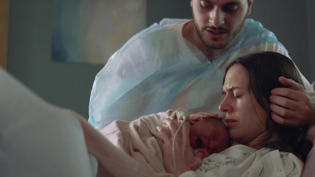 Right after childbirth in the hospital