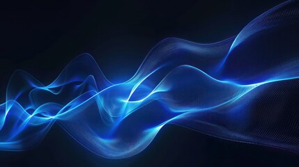 Obraz premium Abstract Blue Waves on Dark Background