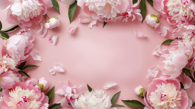 Elegant blooms arranged in a rectangular shape on a vibrant background, forming a captivating frame with negative space in the center.