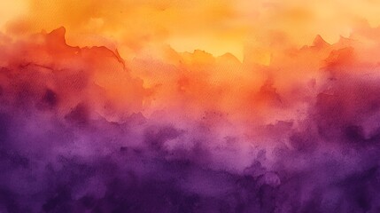 Fototapeta premium Abstract watercolor background with orange, yellow and purple hues.
