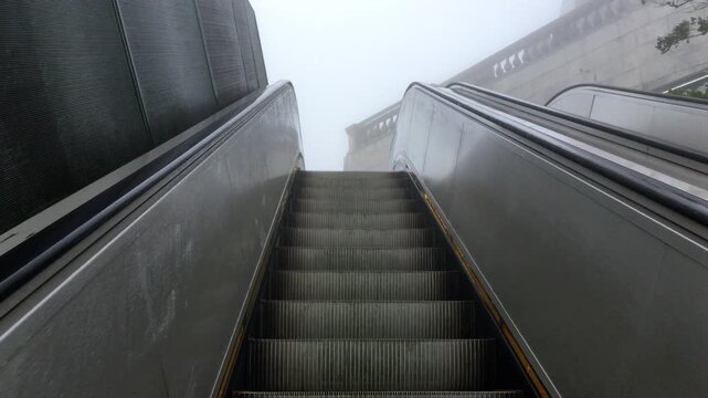Empty Steps Of Escalator Moving Up In City - Los Angeles, California