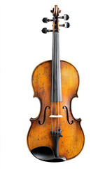 Fototapeta premium Beautiful True Antique Violin Handmade Isolated on White Background, Exquisite Craftsmanship, Vintage Musical Instrument, Elegant Woodwork, Classic Stringed Instrument, Timeless Artistry
