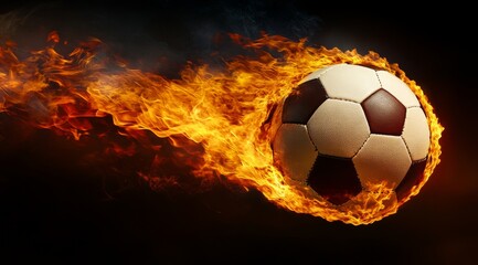 A vibrant image of a flaming soccer ball, symbolizing unmatched speed and excitement in sports and competition
