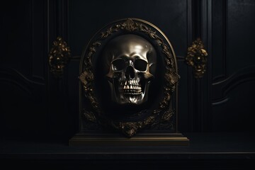 Golden Skull in a Dark Frame: A Study in Mortality