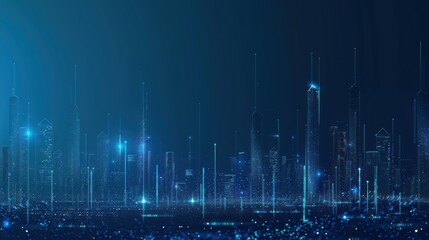 Fototapeta premium Abstract Digital Cityscape with Glowing Lights