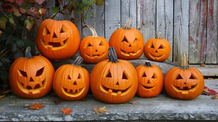 Fototapeta premium Pumpkin .Halloween, October, Autumn, Spooky, Scary, jack-o-lantern, carved pumpkin, hallows eve