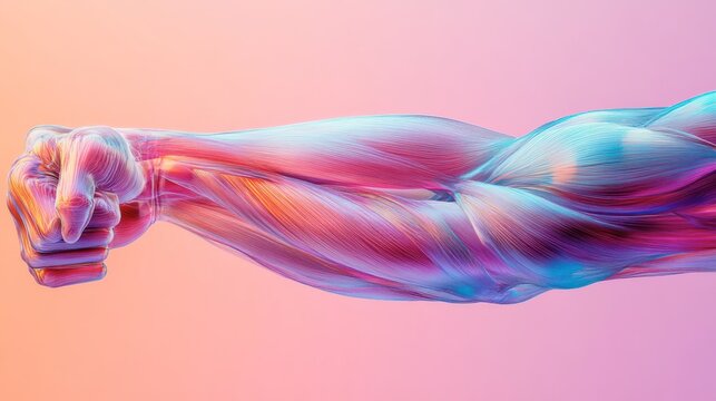 Vibrant art of a flexed arm on a gradient backdrop