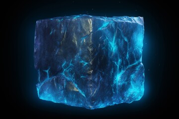 Glowing Blue Cosmic Cube: Abstract 3D Render