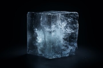 Close-up of a Crystal Clear Ice Cube