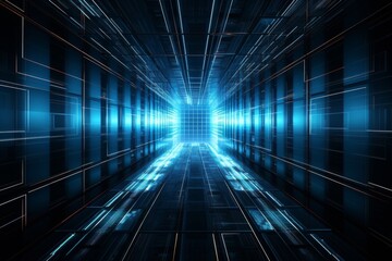 Abstract Futuristic Tunnel with Glowing Lines