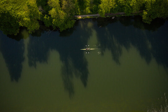 aerial view of pretty country side in Marlow Berkshire, river thames 2