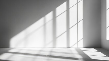Minimalistic simple abstract background for product presentation. Shadow and light from windows on wall , ai