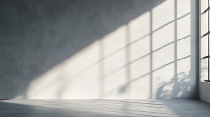Obraz premium Minimalistic simple abstract background for product presentation. Shadow and light from windows on wall , ai