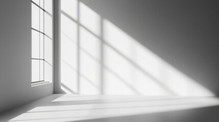 Minimalistic simple abstract background for product presentation. Shadow and light from windows on wall , ai