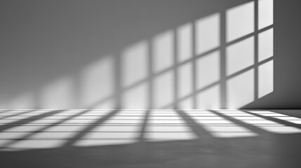 Obraz premium Minimalistic simple abstract background for product presentation. Shadow and light from windows on wall , ai