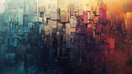 Obraz premium High-Tech Watercolor: Abstract City Skyline