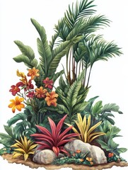 Fototapeta premium Tropical Paradise Watercolor Illustration