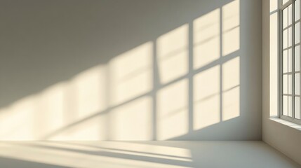 Obraz premium Minimalistic simple abstract background for product presentation. Shadow and light from windows on wall , ai