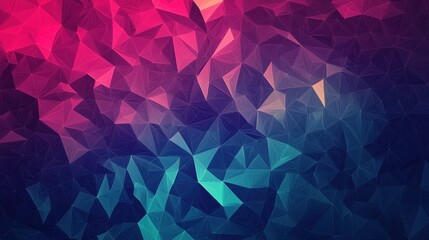 Fototapeta premium Abstract Geometric Background with Triangles in Blue Pink and Teal