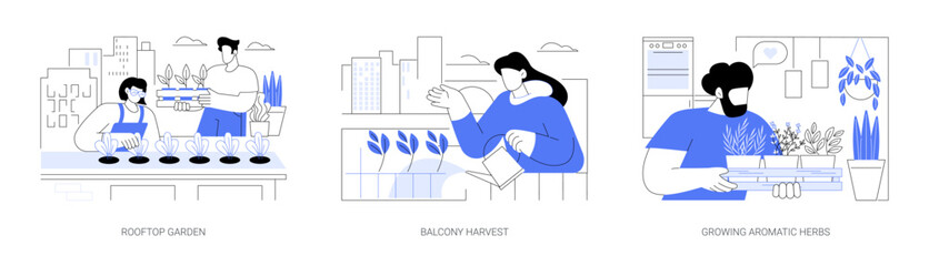 Urban gardening isolated cartoon vector illustrations se